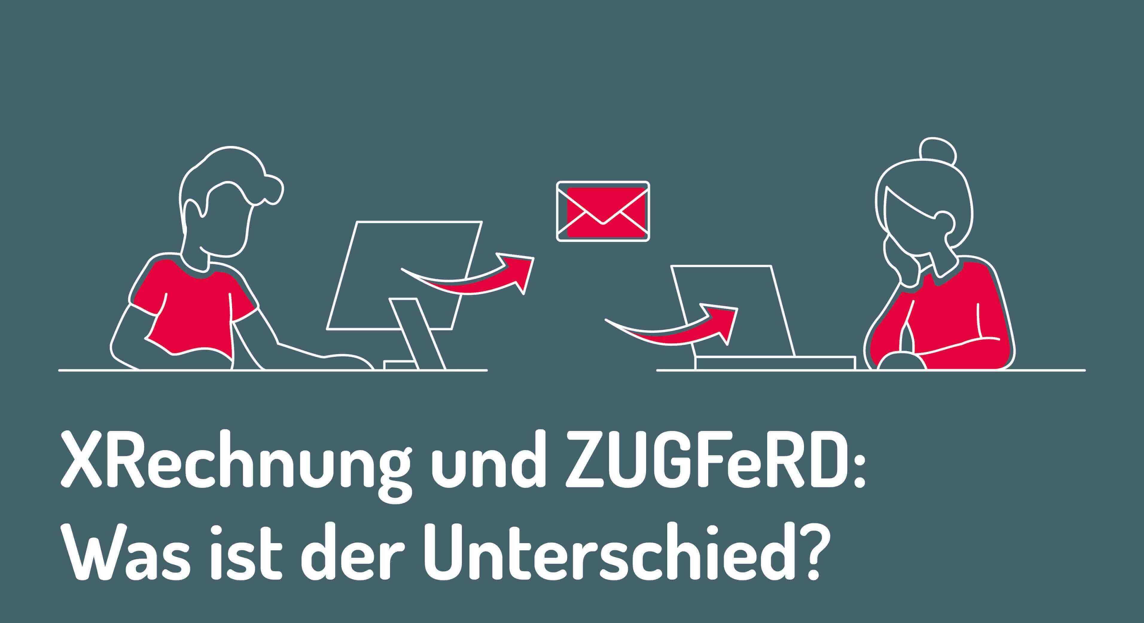 XRechnung versus ZUGFeRD: Eine Person erhält einen virtuellen Brief am Rechner 