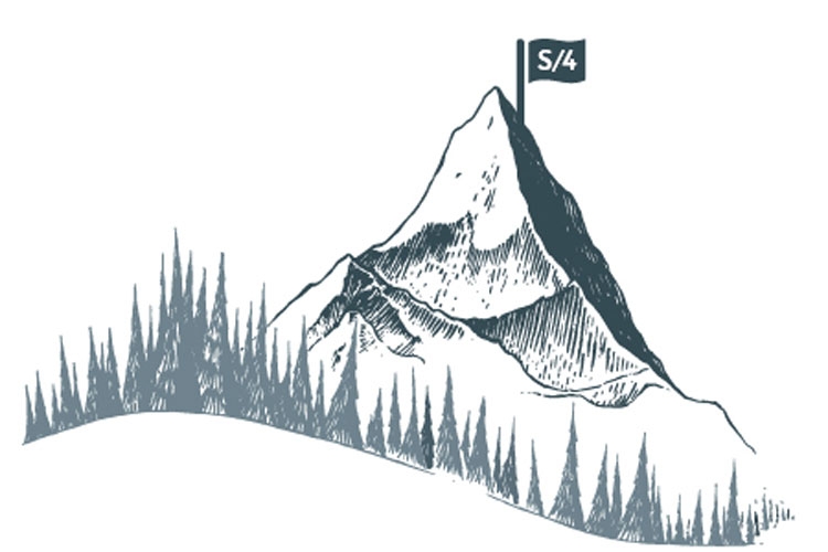 Blog | Zeichnung des Mount Everest mit SAP S/4HANA Fahne auf dem Gipfel