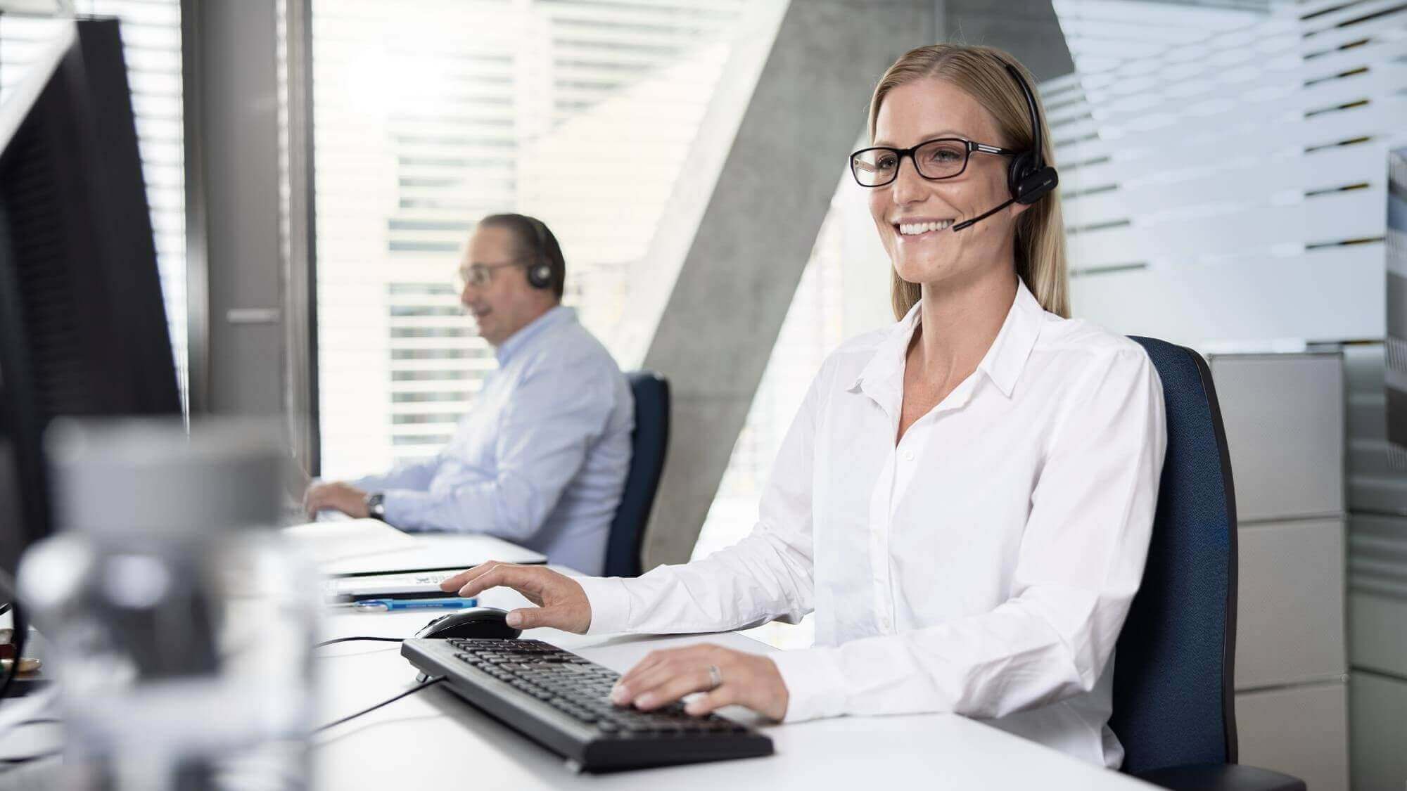 Happy internal sales representative at Schöck Bauteile