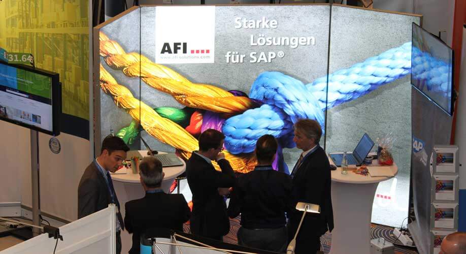 News AFI bei 9. BME eLOESUNGSTAGEMessestand Besucher AFI Mitarbeiter