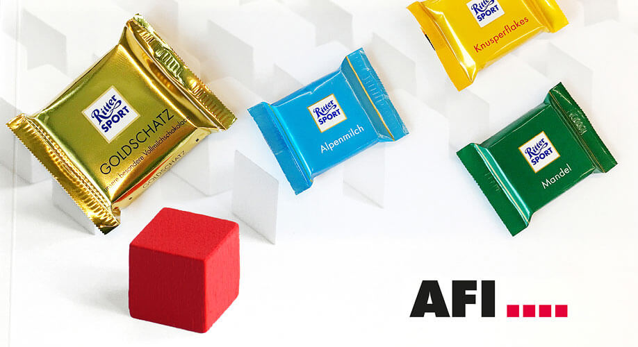 News AFIs new customer Ritter Sport 4 different chocolates red AFI cube
