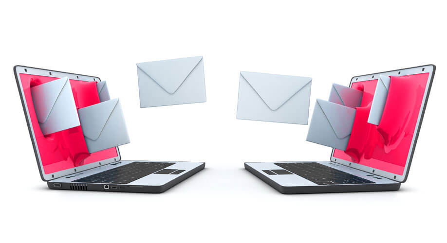 News Digitale Rechnungseingangsloesung Acterience News Digitale Rechnungseingangsloesung Acterience Zeichnung Briefverkehr zwischen zwei Notebooks