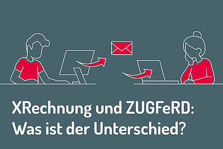 XRechnung versus ZUGFeRD: Eine Person erhält einen virtuellen Brief am Rechner