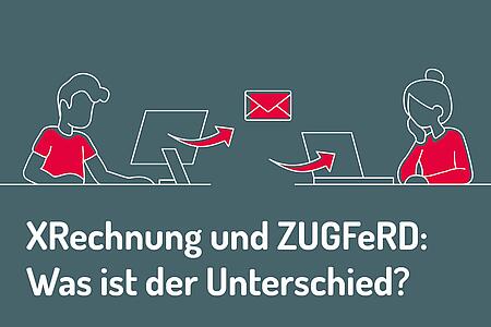 XRechnung versus ZUGFeRD: Eine Person erhält einen virtuellen Brief am Rechner 